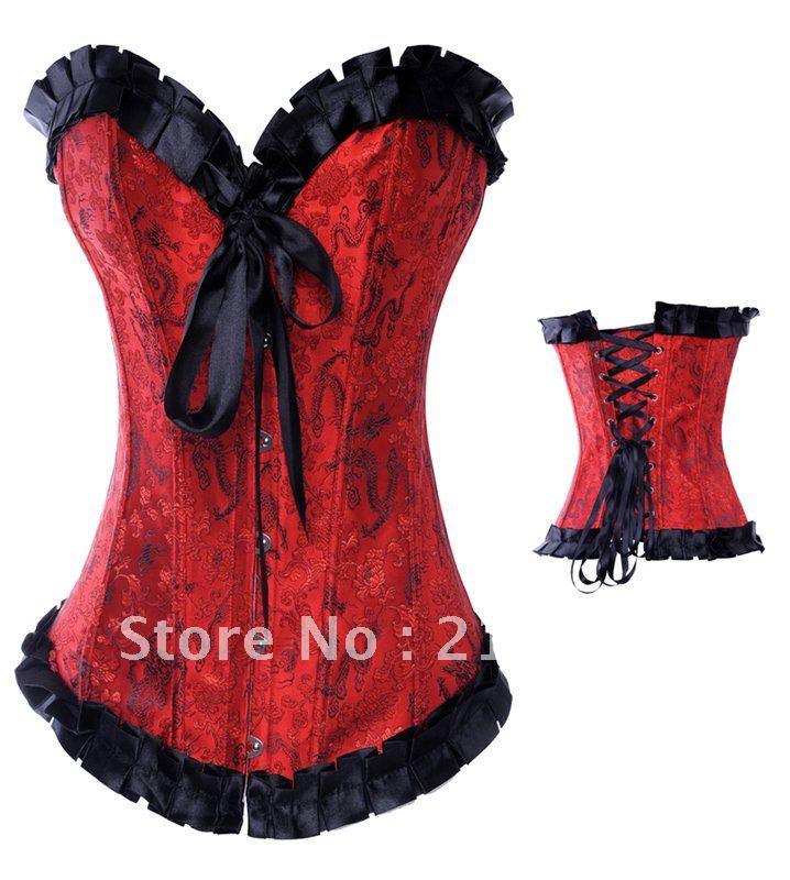 Free Shipping Wholesale Corset Sexy corset Overbust Corset Sexy Busiter Sexy Lingerie S-2XL (W1055)