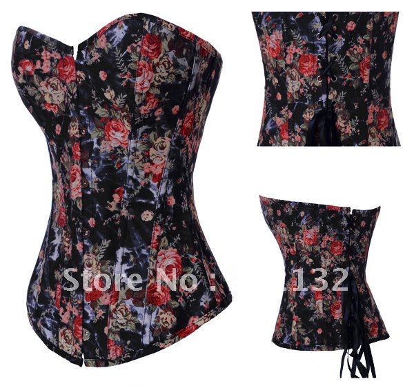 Free Shipping Wholesale Corset Sexy corset Overbust Corset Sexy Busiter Sexy Lingerie S-2XL (W2209-1)