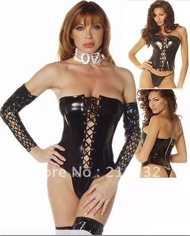 Free Shipping Wholesale Corset Sexy corset Overbust Corset Sexy Busiter Sexy Lingerie S-2XL (W3908PVC)