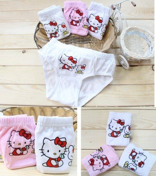 Free Shipping Wholesale Cotton cartoon cats children briefs Lycra cotton Underwears 12 pcs / lot