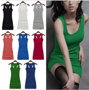 Free shipping wholesale cotton  Vest rendering dress candy color I-shaped vest female Clubman 2pcs /lot