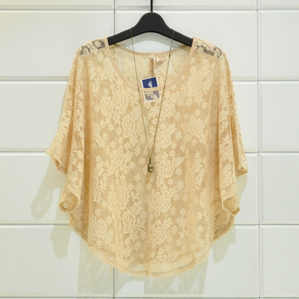 free shipping wholesale Eyeshadow full lace cloak batwing shirt 3