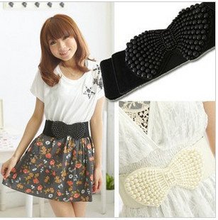 FREE SHIPPING WHOLESALE,FASHION LADIES' BOWKNOT PEARL BELTS,LEATHER BELT,HOT SELLING WAIST BELT,4 PCS/LOT