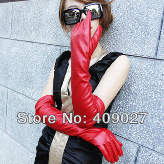 Free shipping Wholesale Fashion Ladies Synthetic Faux leather gloves Opera Long gloves 50CM length