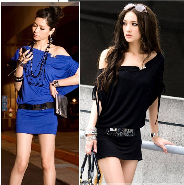 Free shipping!!! Wholesale Fashion women free size  loose style off shoulder sexy cotton club dress - CAD068