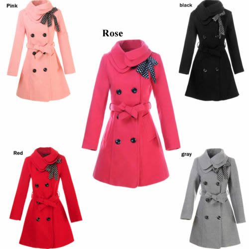 Free shipping wholesale fashion Women wool coat Slim trench coat winter clothes outerwear long ladies double breasted overcoat