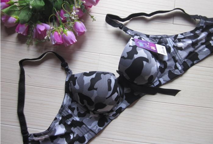 free shipping wholesale gathered type camouflage ladies bra bra removable shoulder belt C cup