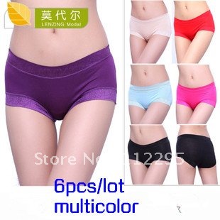 Free shipping wholesale Hot sales 6pcs/lot (9color) modal women's panties female 100% cotton briefs mid waist lace sexy seamless