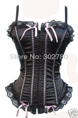 Free shipping!! Wholesale lace corset Black sexy corset classic corsage ladies lingerie condole belt corset size S-2XL C0067