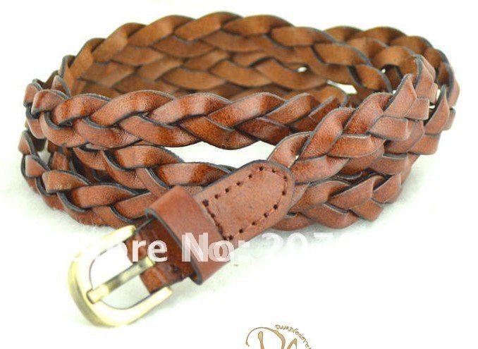 Free shipping Wholesale ladies belt /Fashion leather belt / braid belt (assorted colors for sale)