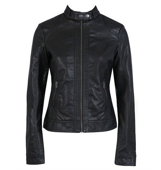 Free shipping wholesale lady single Pimkie PU leather motorcycle jacket Slim short style leather outerwear large size