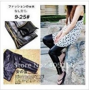 free shipping Wholesale Leggings, women's leggings European and American stars favorite section is zipper leather leggings