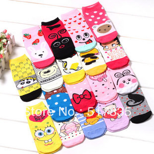 Free shipping Wholesale manufacturers Cartoon socks long design knee-high student socks cotton socks