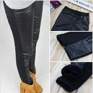 free shipping wholesale new arrival women's black colorant match faux leather pants legging