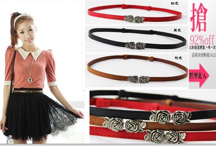 Free Shipping wholesale New Fashion Women's Nice color belt Px leather strap PU casual belt  rose alloy buckle belt