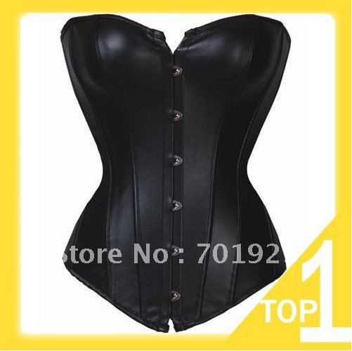 Free shipping wholesale or retail fashion top Leather Strapless Corset classic  corset high quality popular forever Y3198