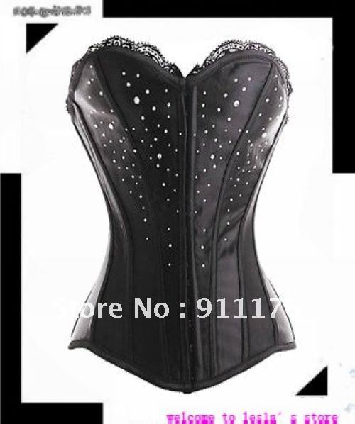 Free Shipping!!Wholesale or retail Seductive Lace up Corset  bustier ,sexy lingerie black(Y2218)