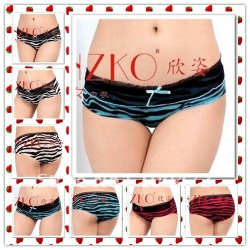 Free Shipping wholesale Panties Ladies Underwear Briefs Stockings Pure Love Zebra Stripe Sexy Cute Sweet Xmas Gift 10pcs/lot