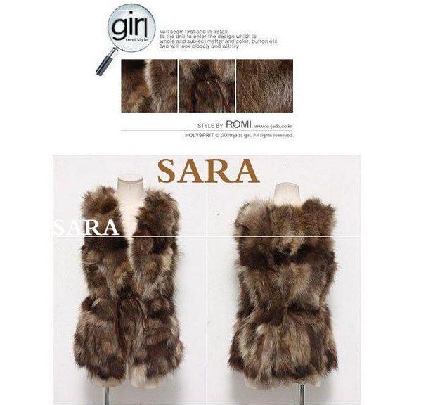 Free shipping Wholesale price women's fur vest High-quality Racc oonfur lined and Hooded vest  color:Brown