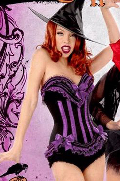 Free Shipping Wholesale Purple Overbust Pattern Cheap Burlesque Sexy Corset Tops + G-string Set