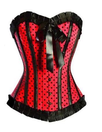 Free Shipping Wholesale Red Sexy Dot Corset With Lace Trimmed (Size S,M,L,XL)  LB4334