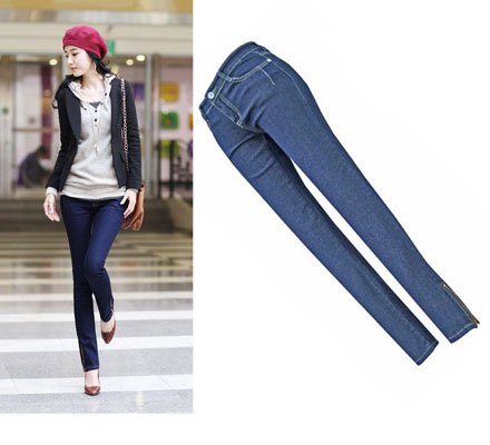 Free Shipping Wholesale/Retail All Match. Thin Trousers With Zipper Jeans Pencil Pants,  Black Jeans AD9602LK