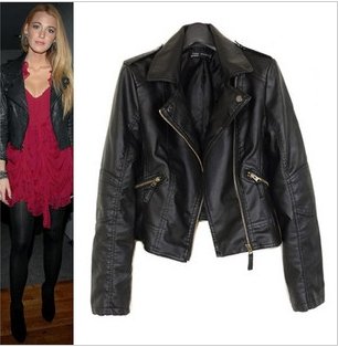 [Free Shipping] Wholesale&Retail, Leather Jacket Women, ,Motorcycle Jacket, Slim Fit, Black /JK-055