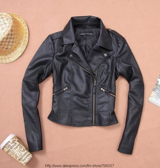 [Free Shipping] Wholesale&Retail, Leather Jacket Women, Women's Jacket,Motorcycle Jacket, Slim Fit, Black /JK-055