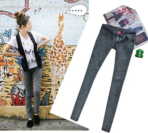 Free Shipping Wholesale/Retail Promotion! Vintage Hickey Buckle Snowflake Skinny Jeans Pencil Pants, women's jeans AD9533LK