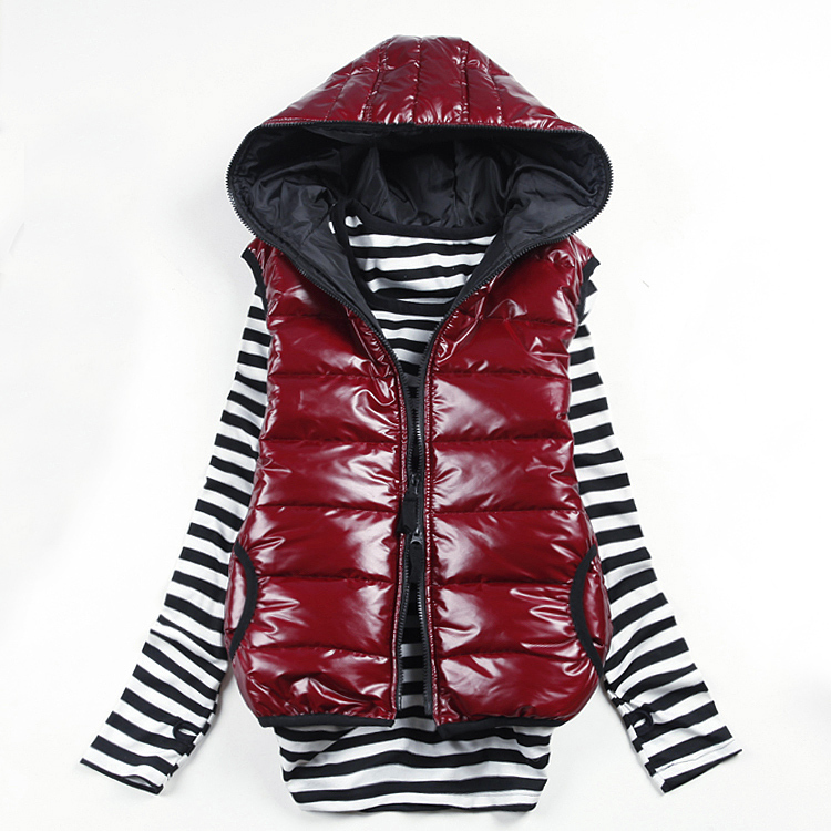 [Free Shipping] Wholesale&Retail,Winter women's vest, Hooded vest, Women waistcoat, Cotton-padded vest Black/Blue/Red