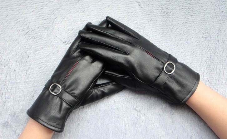 Free Shipping Wholesale/Retail Women's Genuine Sheep Skin Leather Gloves Design Buckle