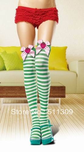 Free shipping, Wholesale Sexy christmas green long lady stocking, 6 pieces/lot 6023