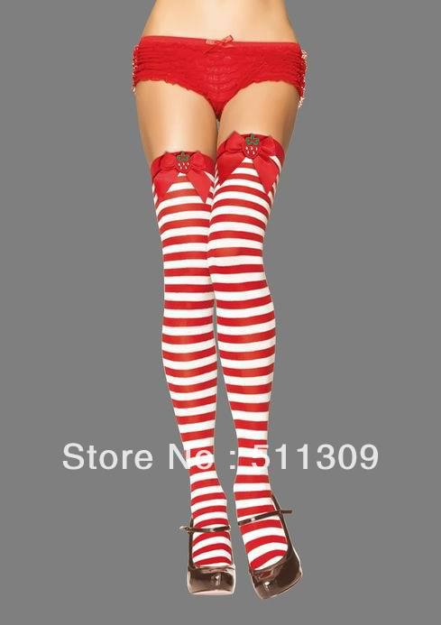 Free shipping, Wholesale Sexy christmas red long lady stocking, 6 pieces/lot 6023