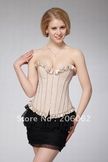 Free shipping- wholesale sexy corset Carnation corset with ruffle beauty,dropshipping aavailable