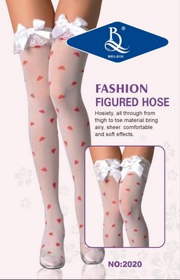 Free shipping wholesale Sexy Lady Long Stocking, white color with red heart, 88% nylon, 12% Spandex  2012