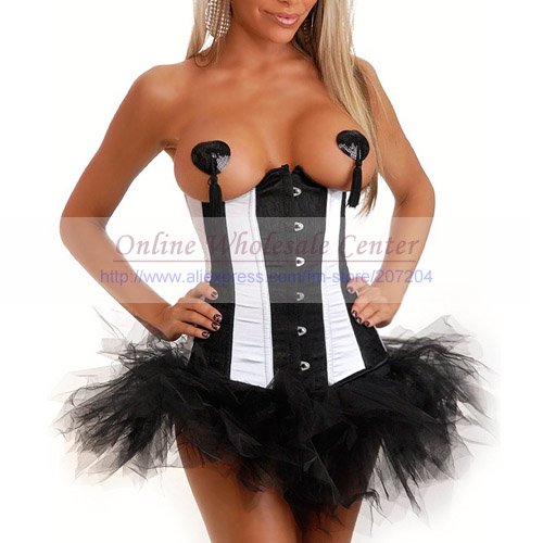 Free shipping Wholesale SEXY lingerie bustier with tutu skirt women's corsets apparel Outfit 4pcs/lot push up