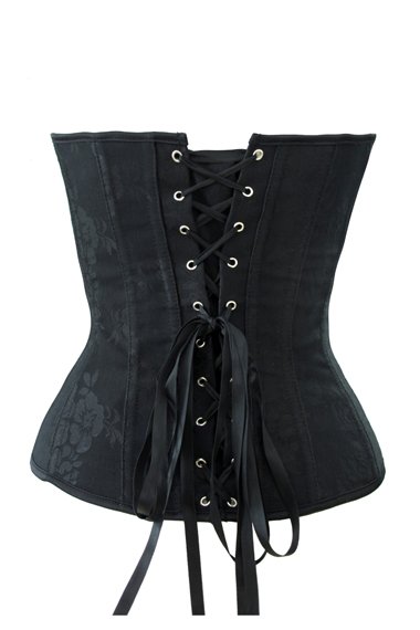 free shipping -wholesale sexy overbust corset, Plain black embroidery corset