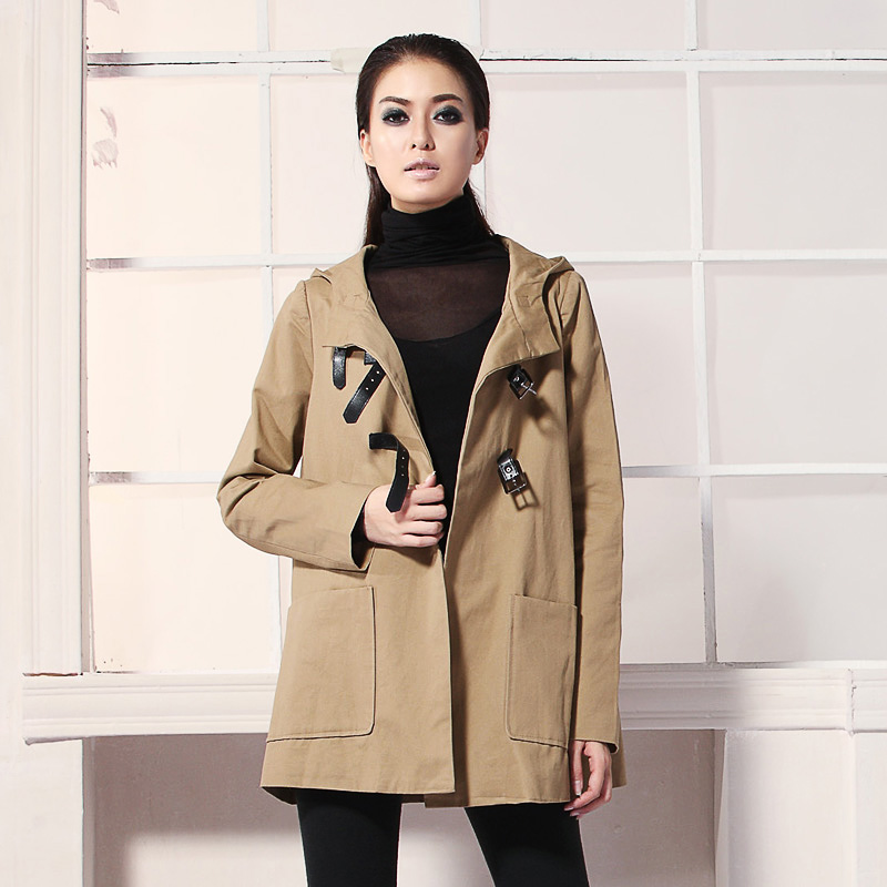 Free Shipping+Wholesale Turn down Collar Long Korean Winter Coats for Women With Hooded Solid 4 Color