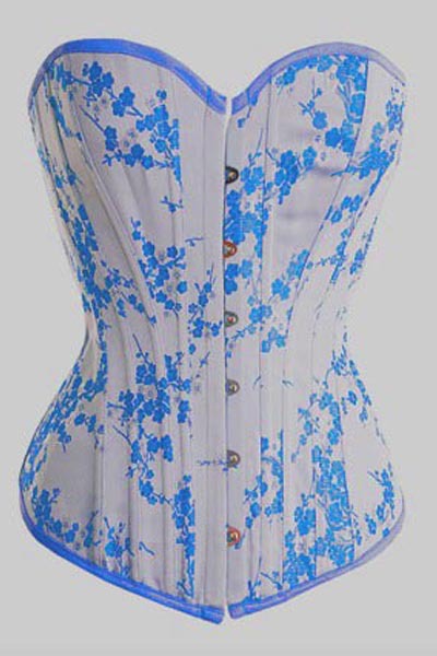 Free Shipping! wholesale! women blue printing corset floral brocade overbust corsets strapless bustier,sexy underwear 4028