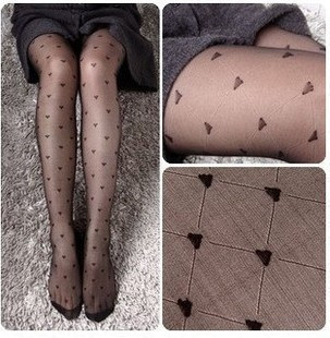 Free shipping wholesale Women's ultra-thin square grid heart stockings rhombus women's 0014 pantyhose