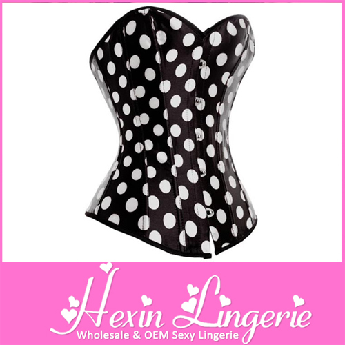 Free Shipping Wholesale Women Sensual Polka Dot Corset Overbust Plus Size S M L XL 2XL 3XL 4XL 5XL 6XL LB4103