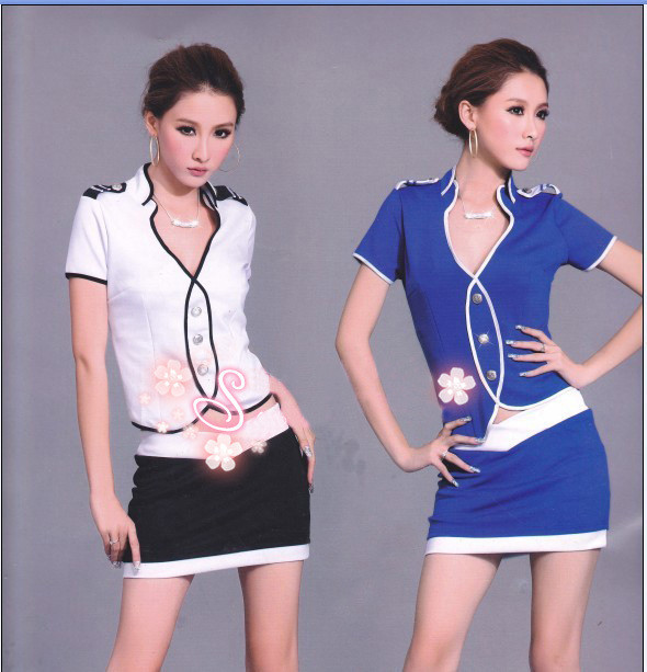 Free shipping wholesale Work wear stewardess clothing ktv work wear sauna suit work wear work wear costumes