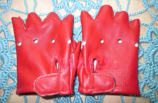 free shipping wholesale12pair/lot fashion primary school students child leather gloves child semi-finger mitring hip-hop gloves