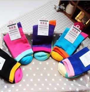 Free Shipping Wholesales Korea Cute Candy Color  Matching Ladies Socks FC12196