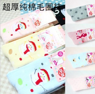 Free Shipping Wholesales Korea Snowman Style Thickened Cotton Ladies Towel Socks FC12254