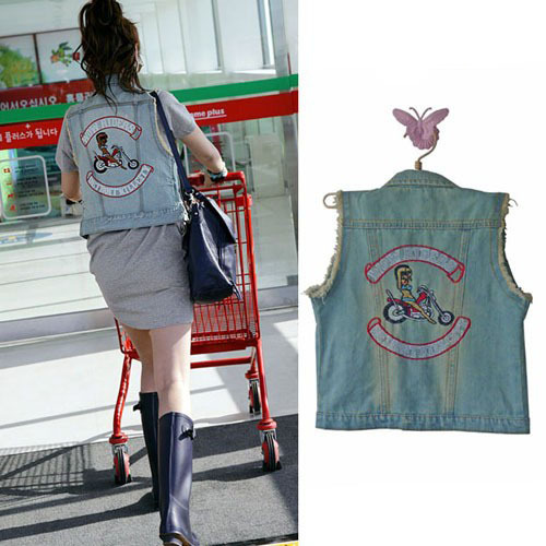 Free Shipping Wholesalet, High Quality Hotselling denim vest large size female sleeveless fashion cowboy vest, AD9805VT