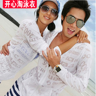 Free Shipping, Wind sun coat long-sleeve transparent beach clothes thin outerwear air conditioning shirt lovers letter sun shirt