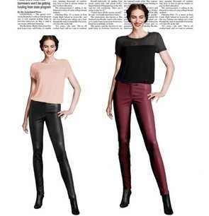 free shipping Winter 2012 Women PU patchwork leather pants skinny pants pencil pants fashion pants female