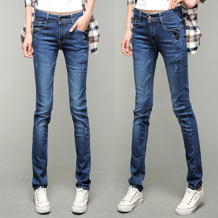 Free shipping Winter breasted plus size jeans female slim skinny pants pencil pants female