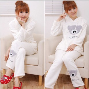 Free shipping Winter Coral fleece Pajama Set+Lady skincare pajamas